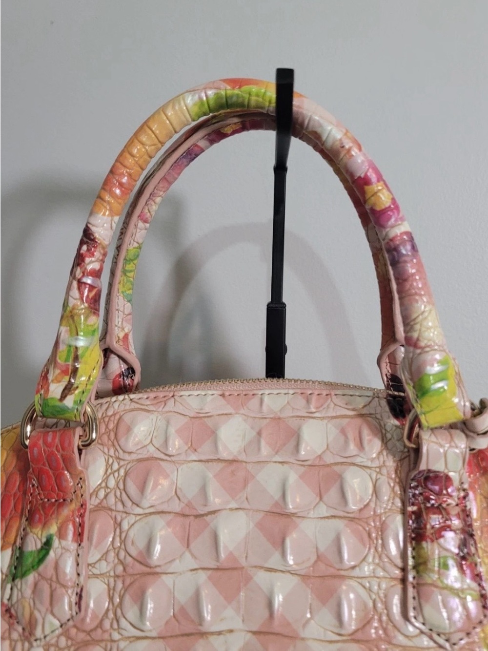 Brahmin Large Duxbury Satchel Fruit Salad Ombre Melbourne Leather Handbag NWT - Picture 8 of 16